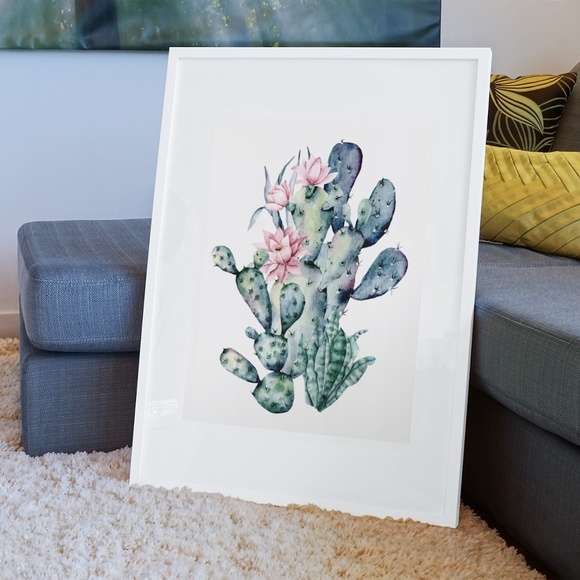 Wall Art Watercolor Cactus Aloe Vera Plant Illustration Print Poster Unframed - Picture 6 of 6